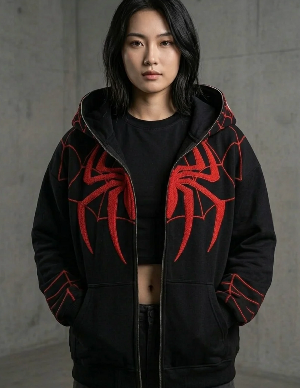 Spider embroided Hoodie