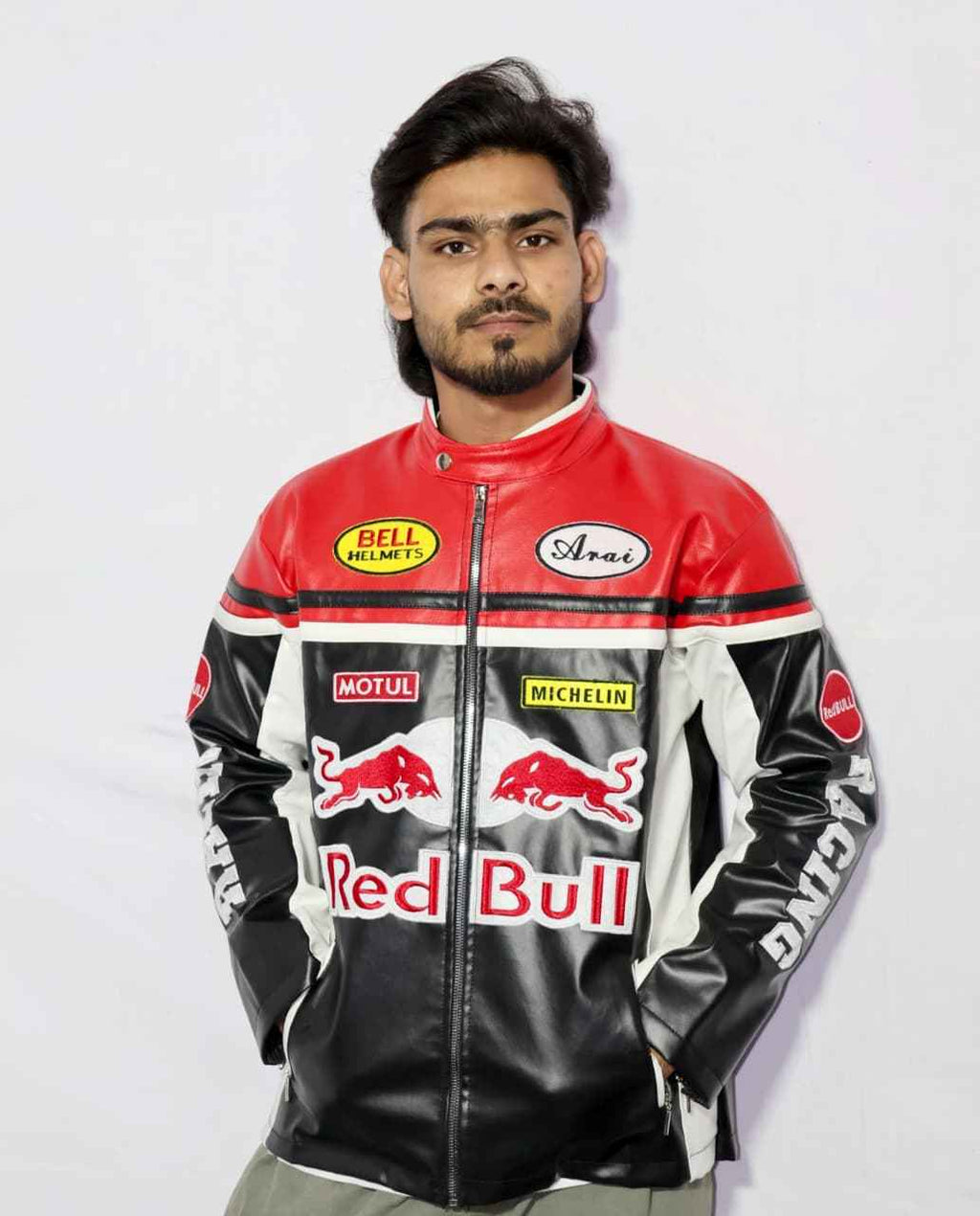 Red bull racing jacket fully Embroidered and unique style.