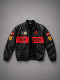 Men’s Black Ferrari F1-Inspired Racing Leather Jacket