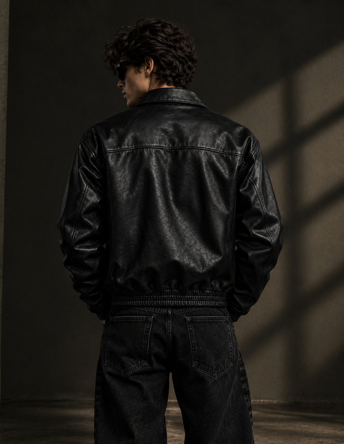 Men’s Classic Black Leather Zip-Up Jacket