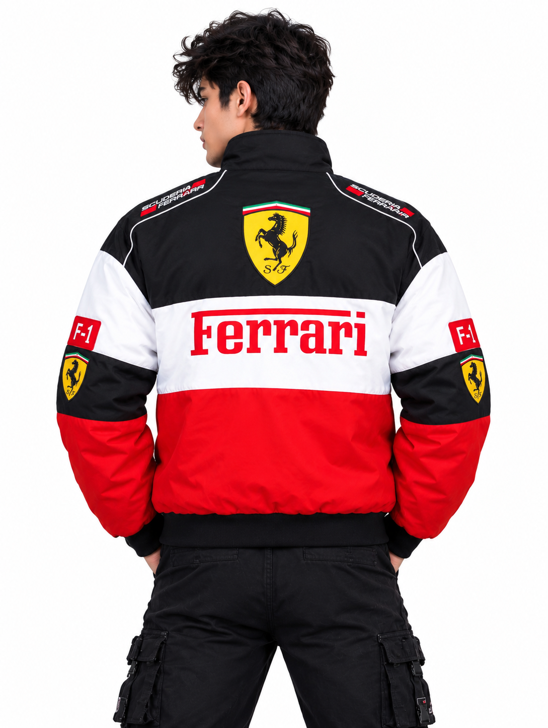 Men’s Scuderia Ferrari Racing Jacket – Black, Red & White