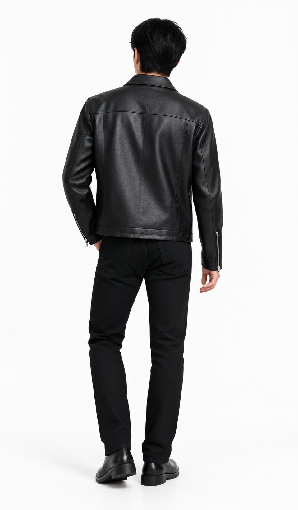 Men’s Premium Black Leather Jacket – Classic Zip-Up