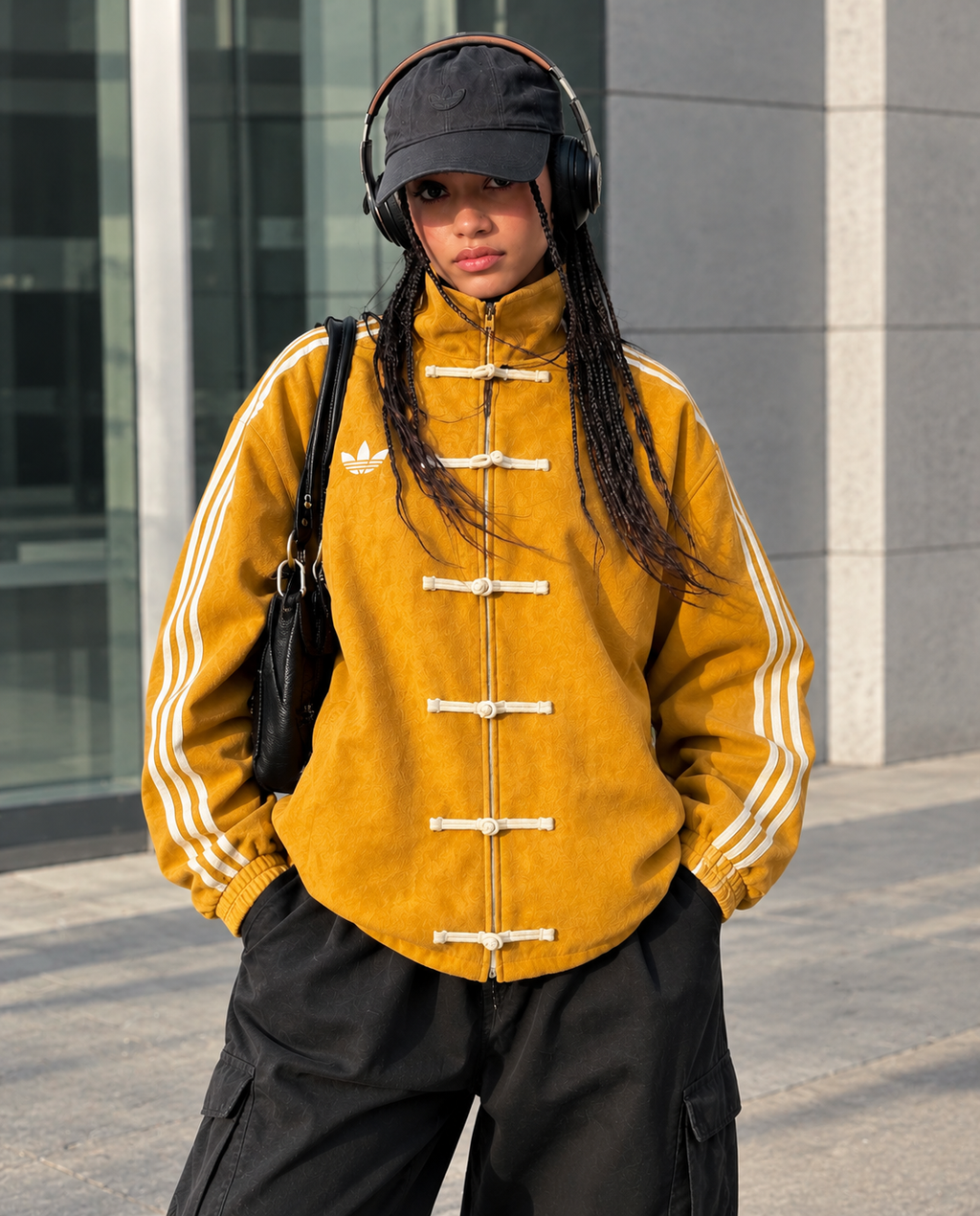 Men’s CNY suede Yellow Striped Track Jacket – Premium Streetwear Jacket