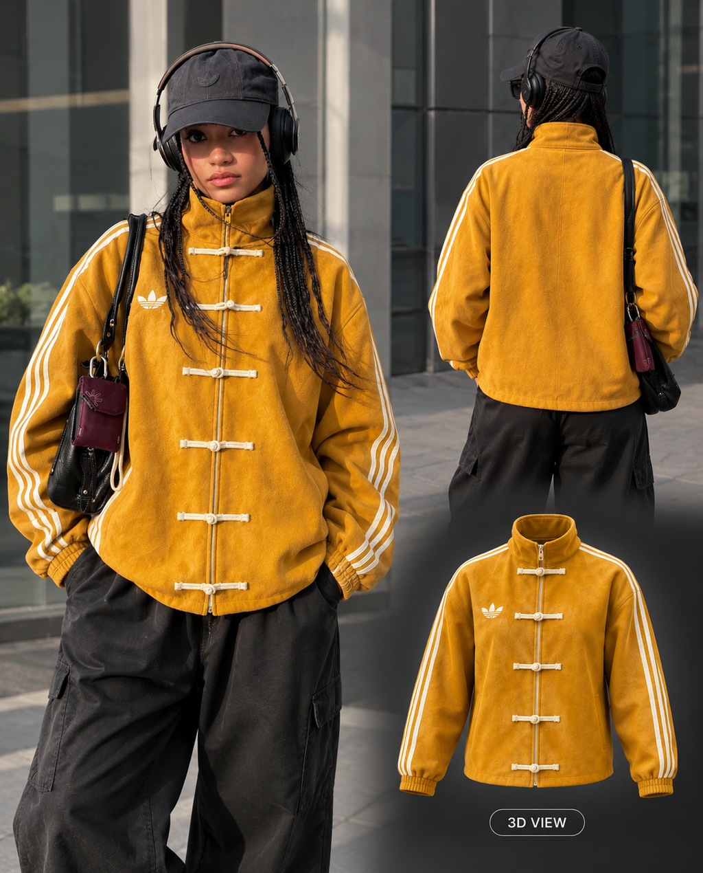Men’s CNY suede Yellow Striped Track Jacket – Premium Streetwear Jacket