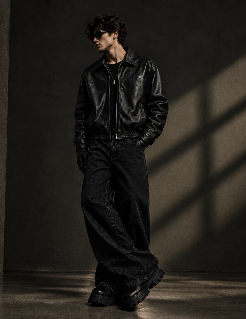 Men’s Classic Black Leather Zip-Up Jacket