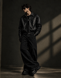 Men’s Classic Black Leather Zip-Up Jacket