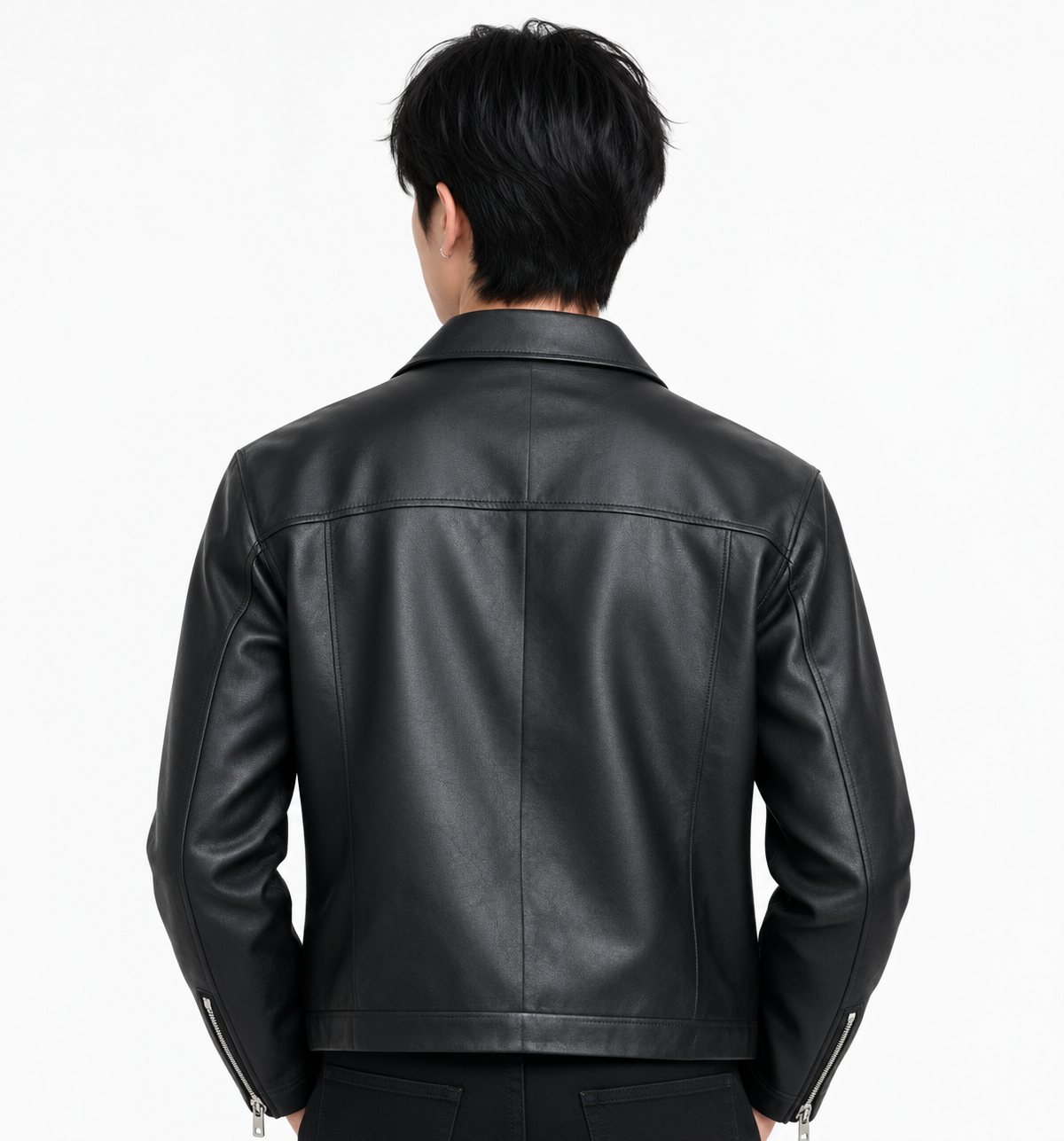 Men’s Premium Black Leather Jacket – Classic Zip-Up