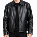 Men’s Premium Black Leather Jacket – Classic Zip-Up